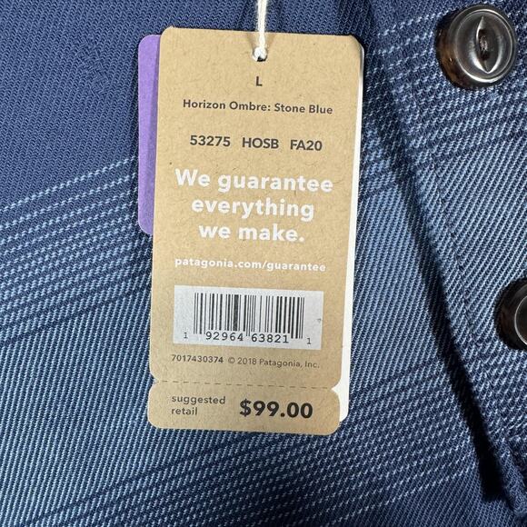 Patagonia Hoodie Mens Large Blue Lightweight Fjord Flannel Hoody Striped Organic - Picture 5 of 16